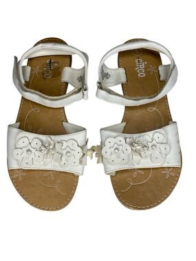 Circo Boho Bohemian Floral Comfort Sandals Hook Loop Summer Beach White